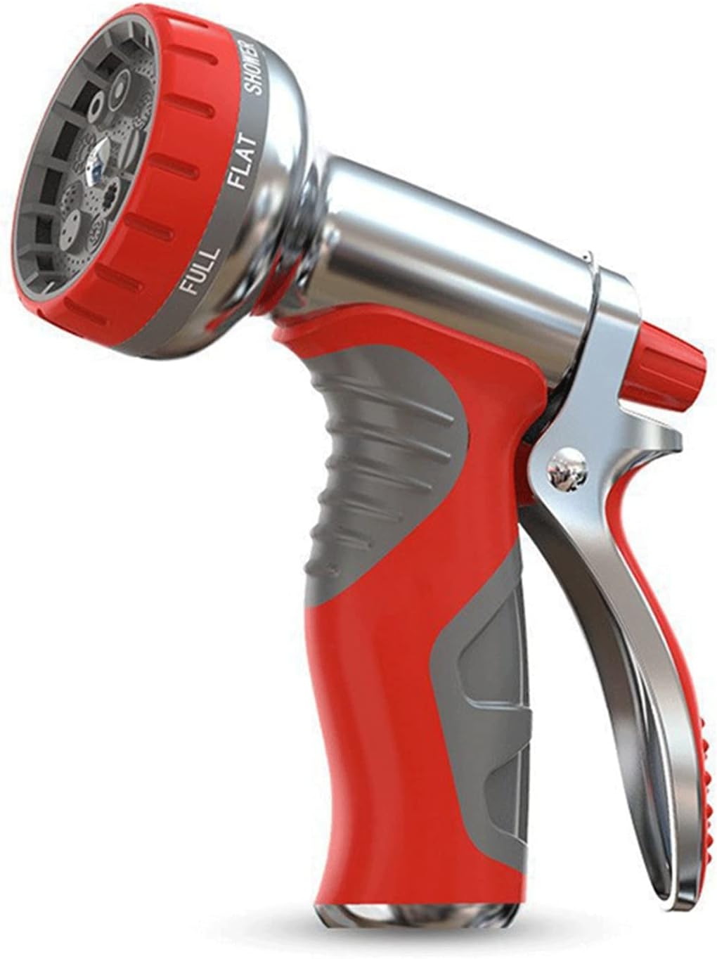 Garden Hose Nozzle Sprayer, Heavy Duty Metal Hose Nozzle with 9 Adjustable Patterns (Color : Red)