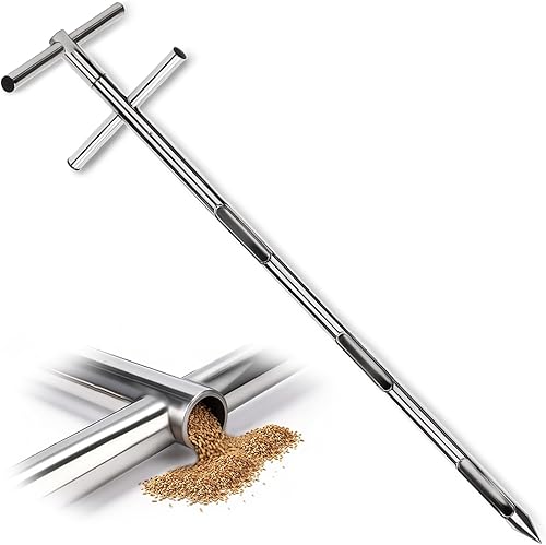 BASENG Grain Probe Sampler – 304 Stainless Steel Double Tube Rotary Tool for Pow