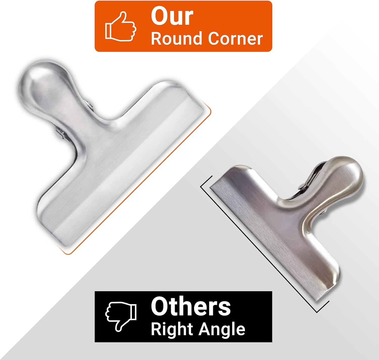 6 Pack Bag Clips, Stainless Steel Chip Clip, Chip Clips Bag Clips Food Clips, Bag Clips for Food, Heavy Duty Air Tight Seal Kitchen Clips Snack Clips Food Bag Clamp Clips