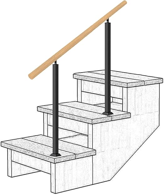 Amazon Co Jp 階段用60 140cm手すり 完全なキット 屋内屋外ステップ用の木製階段手すり 調整可能な黒の錬鉄製の支柱のデザイン Diy 工具 ガーデン