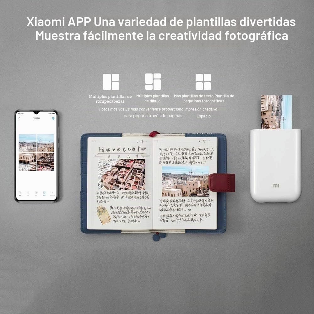 Papel fotográfico adhesivo 2x3 pulgadas (50x76 mm), 50 hojas (5 packs de 10), compatible con impresoras Xiaomi, sin tinta ZINK, para mini impresora portátil