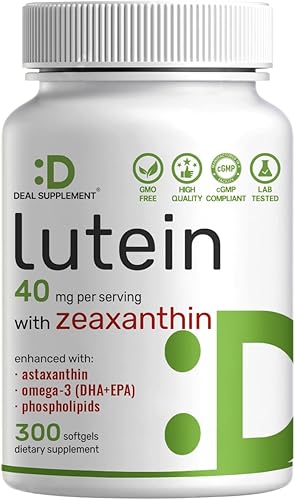 DEAL SUPPLEMENT Suplementos de luteína y zeaxantina, 40 mg por porción, 300 cápsulas blandas