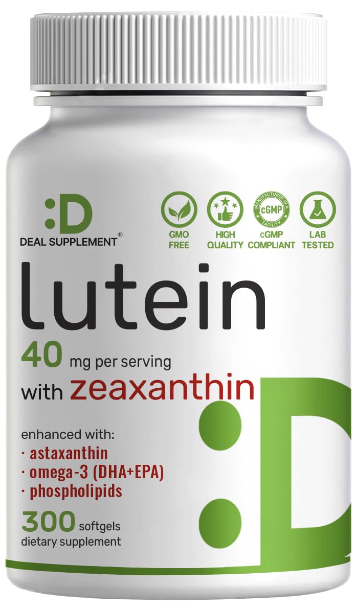 Lutein and Zeaxanthin Supplements, 40mg Per Serving, 300 SoftgelsLutein and Zeaxanthin Supplements, 40mg Per…