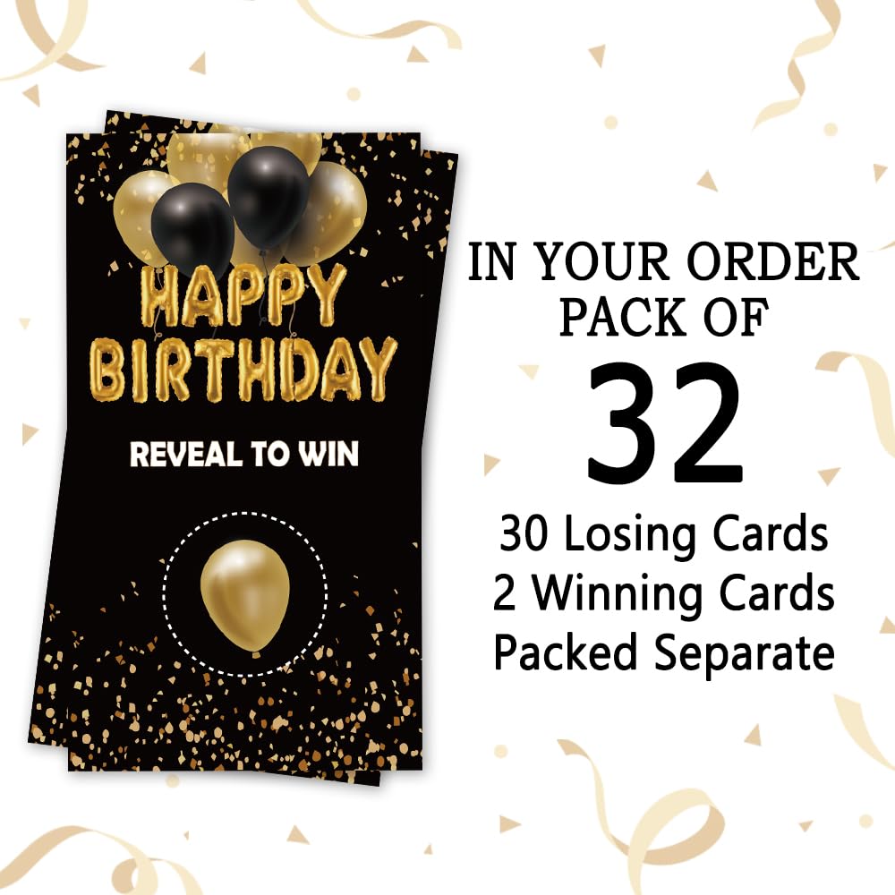 45 Happy Birthday Rubbelkarten – Partyspiel Mit 4 Gewinnerkarten, 40 Verliererkarten, 12x7 Cm