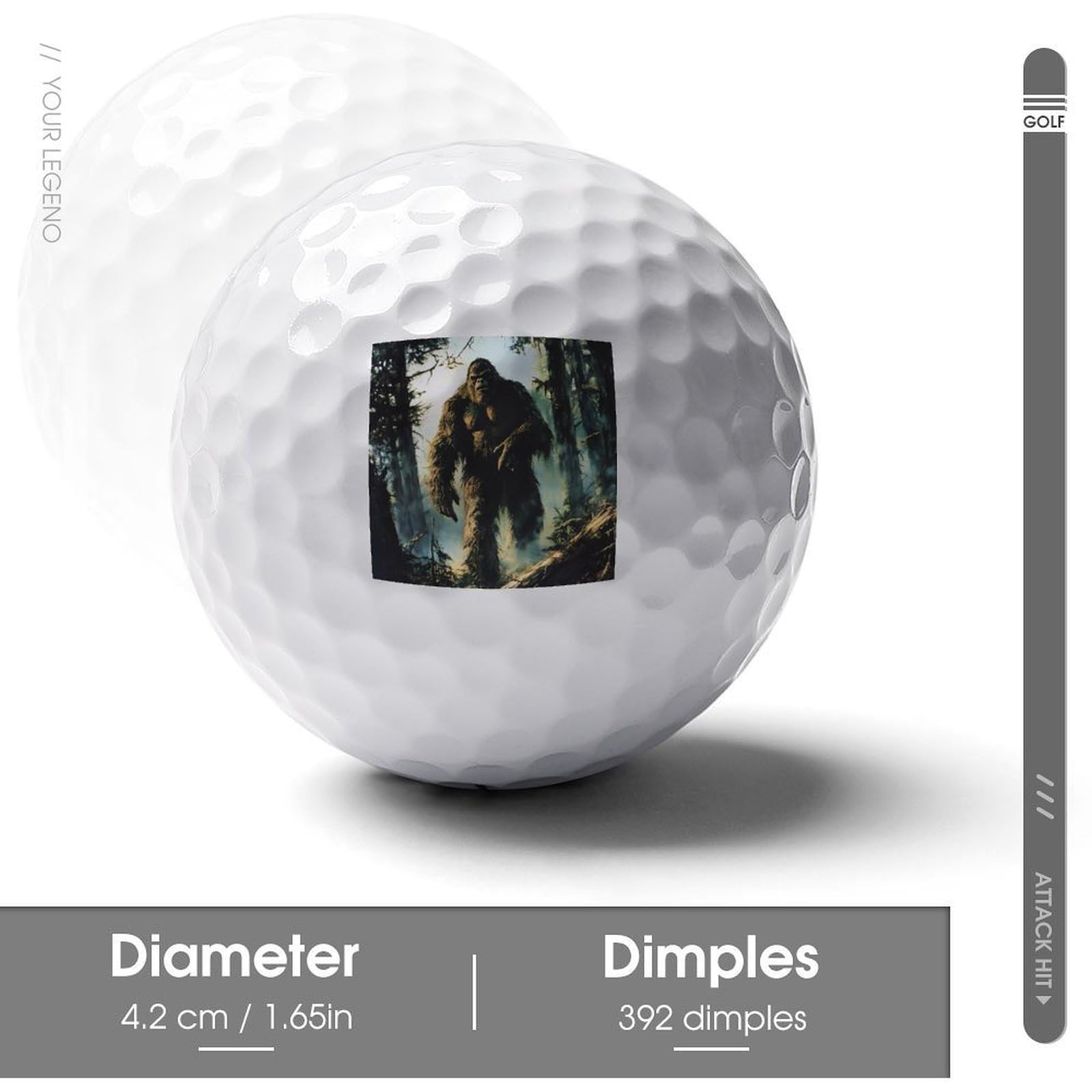 Bigfoot in The Woods Logo Golf Balls Personalized Ball Custom for Men Women Boyfriend Husband