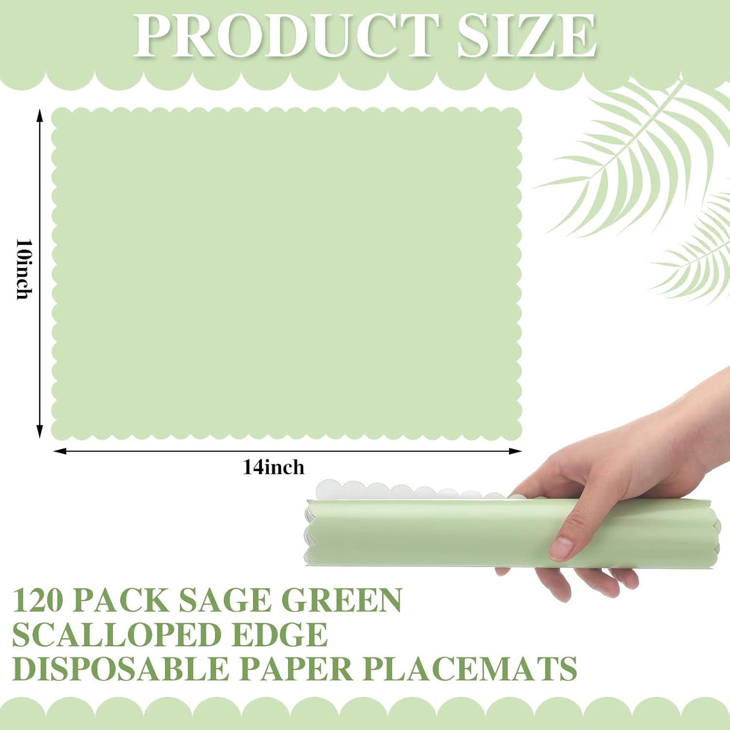 Glenmal 120 Pcs Sage Green Paper Placemats Bulk 14 x 10 Inches