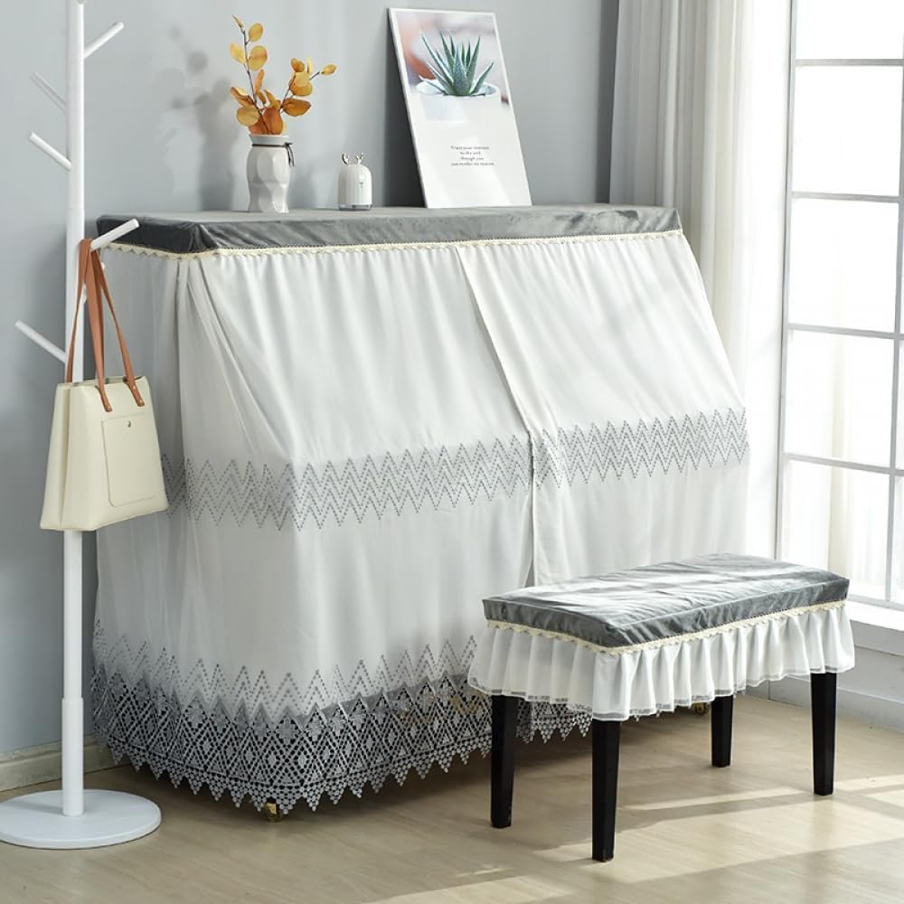 ピアノカバー ピアノフルカバー アップライトピアノカバー 北欧 優雅 ピアノ防塵カバー おしゃれ 柔らかい 厚手 フリル付き電子ピア