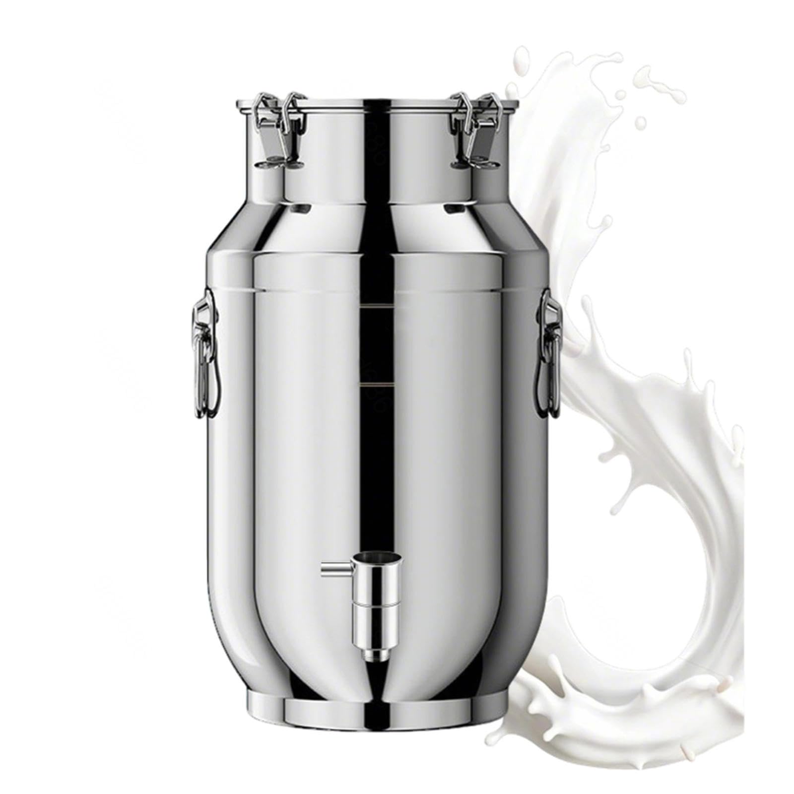 cubo de acero inoxidable 10l con tapa jarra con grifo Cubo para Transportar Leche, para almacenar líquidos y sólidos,A-20liter