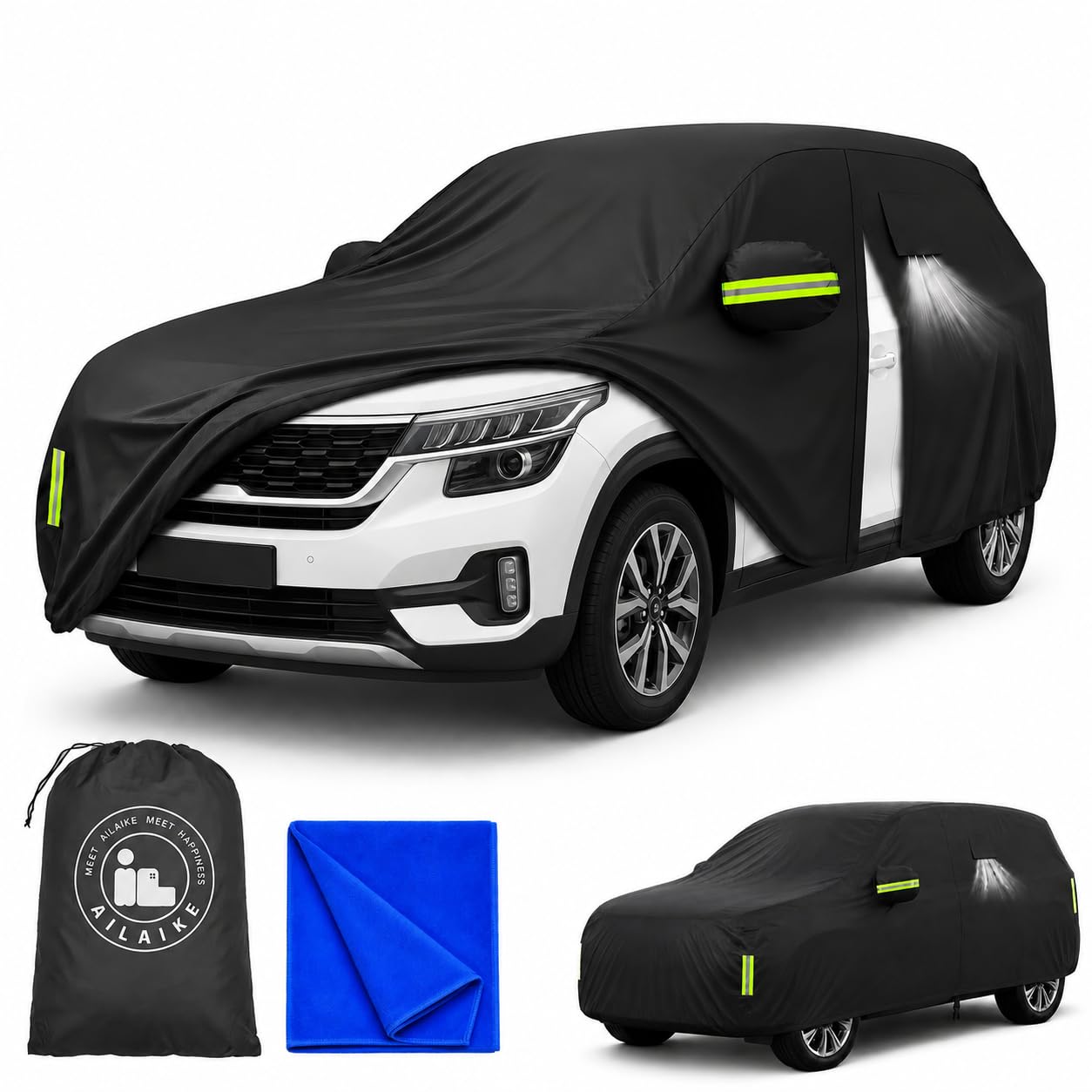 10-Layer Car Cover Waterproof All Weather Custom Fit for Kia Seltos