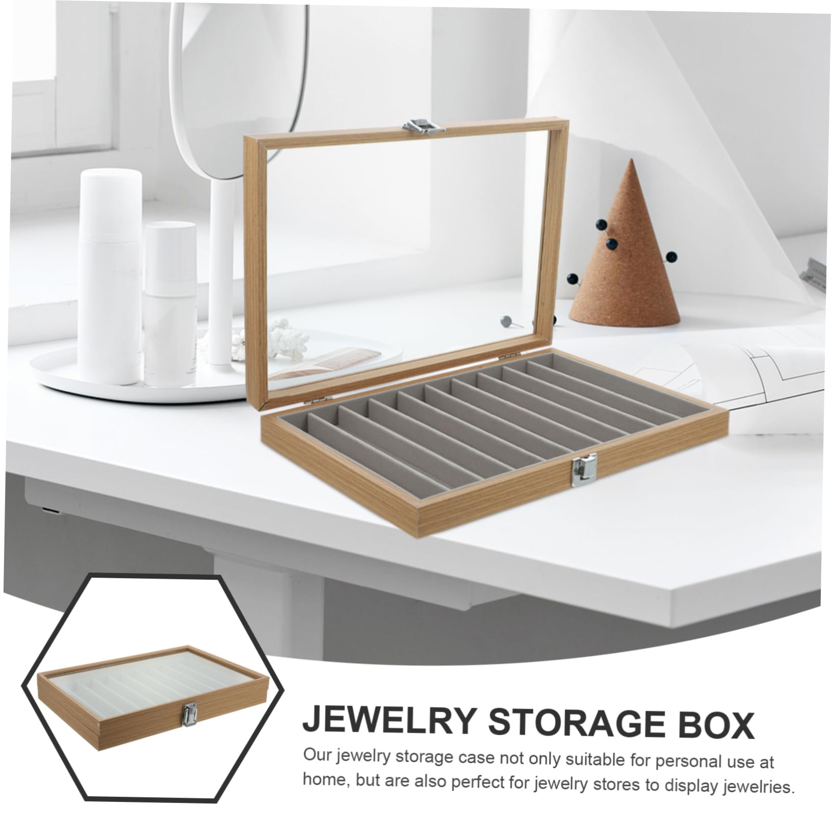 KOMBIUDA Caja De Almacenamiento De Joyas Transparente Expositor Para Collares y Pulseras Organizador De Anillos Tapa Para Exhibición De Joyería