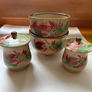 茶色 陶器 直径約38cm 花器　2個セット　壺屋焼　生花　やちむん　沖縄 Amazon.co.jp: 沖縄 やちむん 壺屋焼 末吉窯 手描き花柄 デイゴ