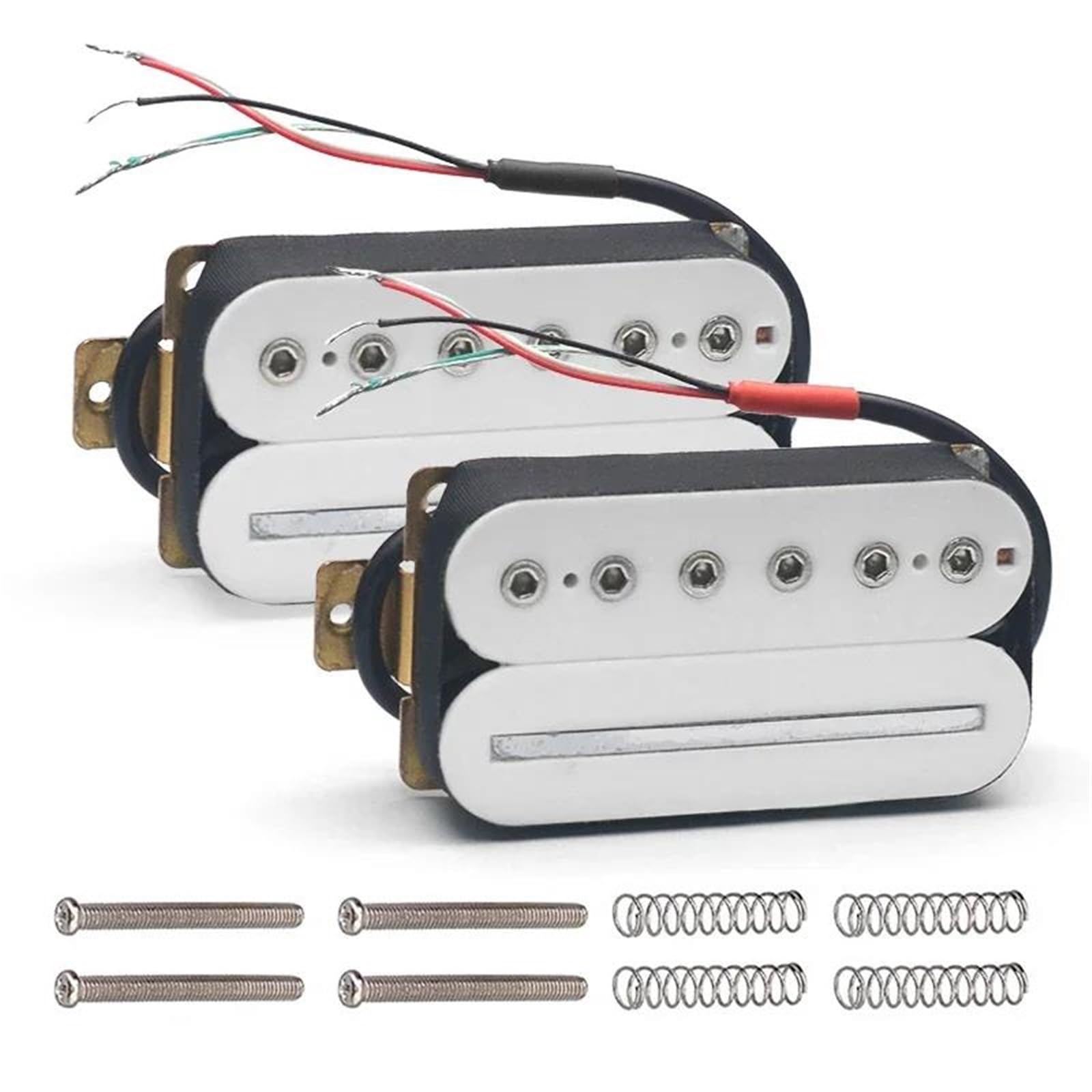 Przetwornik Do Gitary Elektrycznej Humbucker Do Gitary Elektrycznej | Regulacja ostrza/śruby sześciokątnej z funkcją rozdzielania kabla/cewki 4-żyłowej, kolor czarny.(1Set White)