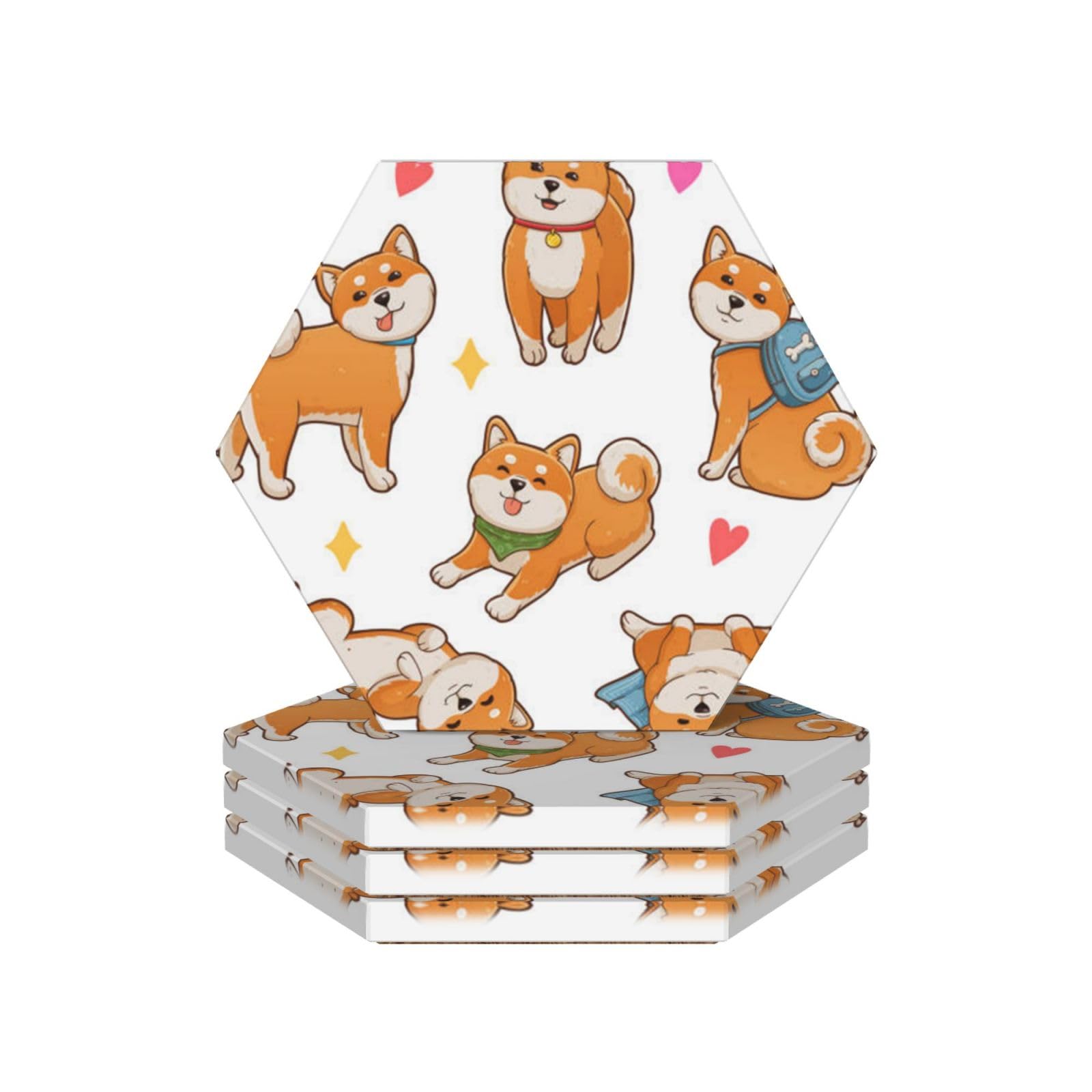 Dessous de verre Shiba Inu céramique contre les taches d'eau sur vos meubles