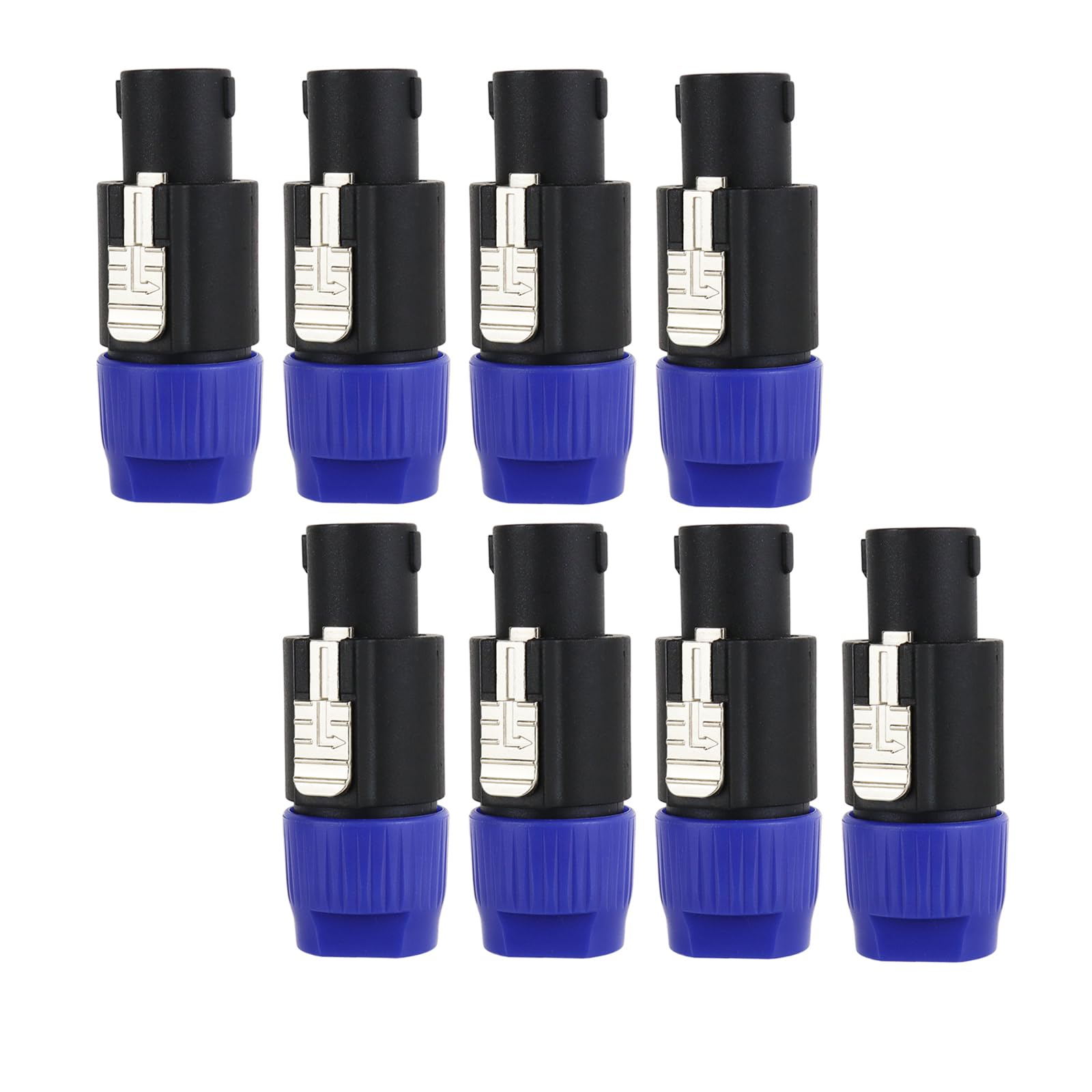 HBU Pack of 8 Speakon Connector - 8pcs 4 Pole Speak-On Adaper with Twist Lock - DJ PA NL4FC (+1, -1 and +2, -2) Conductor Audio Connectors -