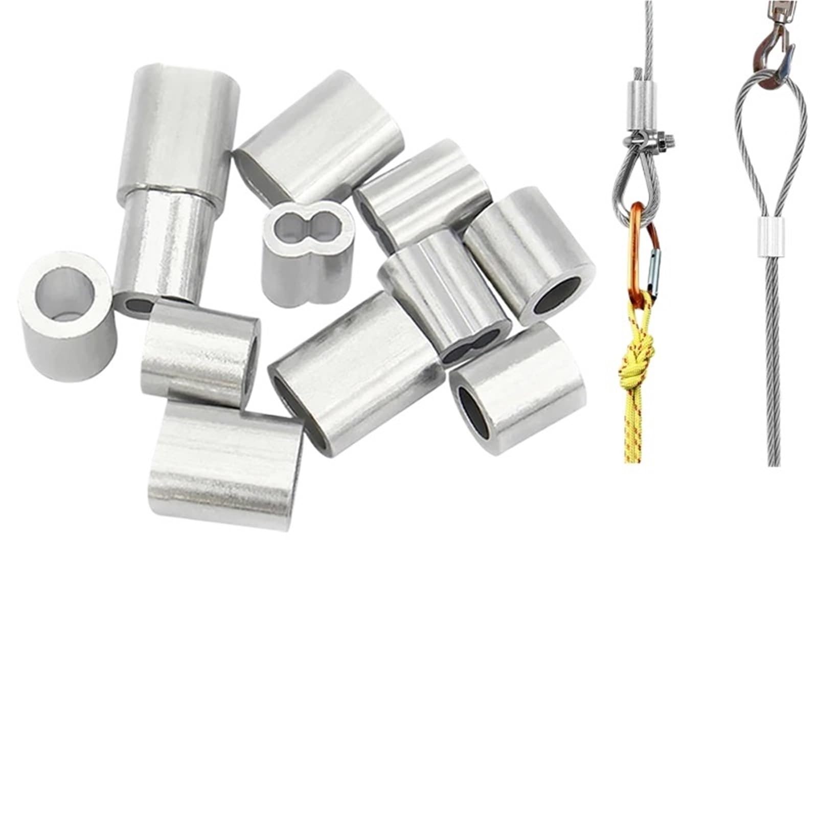 Anello a crimpare in alluminio, Manicotti a crimpare for cavi in ​​alluminio Confezione da 5-500 pezzi M0.5-M12 for funi metalliche e(M3 200pcs Two hole)