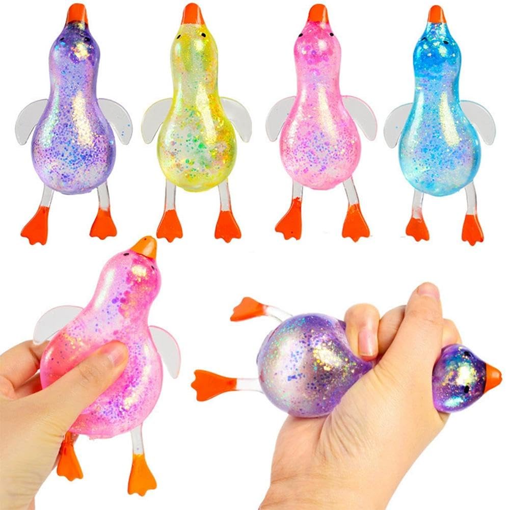 4Pack Duck Squeeze Sugar Stress Ball, Squeeze Stress Balls for Kids and Adults,Soft Animal Squish Stretch Ball, Ideal for Anxiety Relief, Improve Focus, Relax