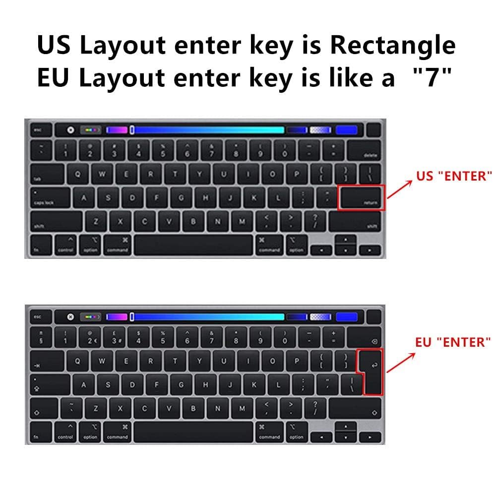 Se7enline MacBook Pro 13 inch & MacBook Pro 16 inch Keyboard Cover 2019/2020/2021/2022 Silicone Skin Protector for MacBook Pro A2141/A2289/A2338 M1 M2/A2251 Touch Bar UK Layout, Frost Transparent — view 5