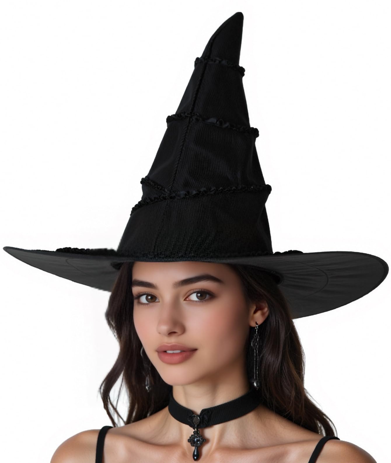 HOMELEX Wicked Women Black Witch Hat Adult Halloween Cosplay Wizard Costume Accessories