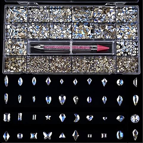 6461pcs Starry Moonlight Nail Art Rhinestones Mix 28 Designs Size Round Flatback Beads Stone Charms Decoration Accessories Kit Cover