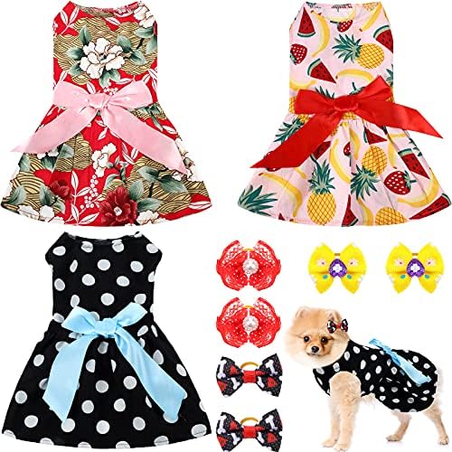 Amazon.com: 3 piezas de vestido de perro lindo ropa para mascotas con cinta  elegante ropa para mascotas y 6 piezas de lazo de pelo de perro para  cachorros perros gatos en boda