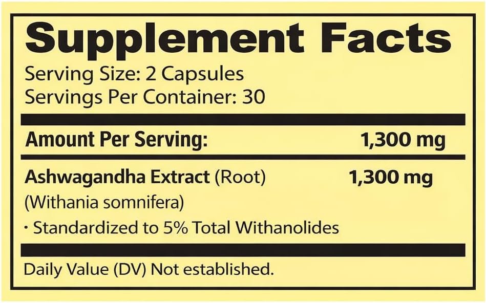 H4U Ashwagandha 1300mg Extra Strength – 60 Vegetarian Capsules – Stress & Mood Support Supplement - Image 7