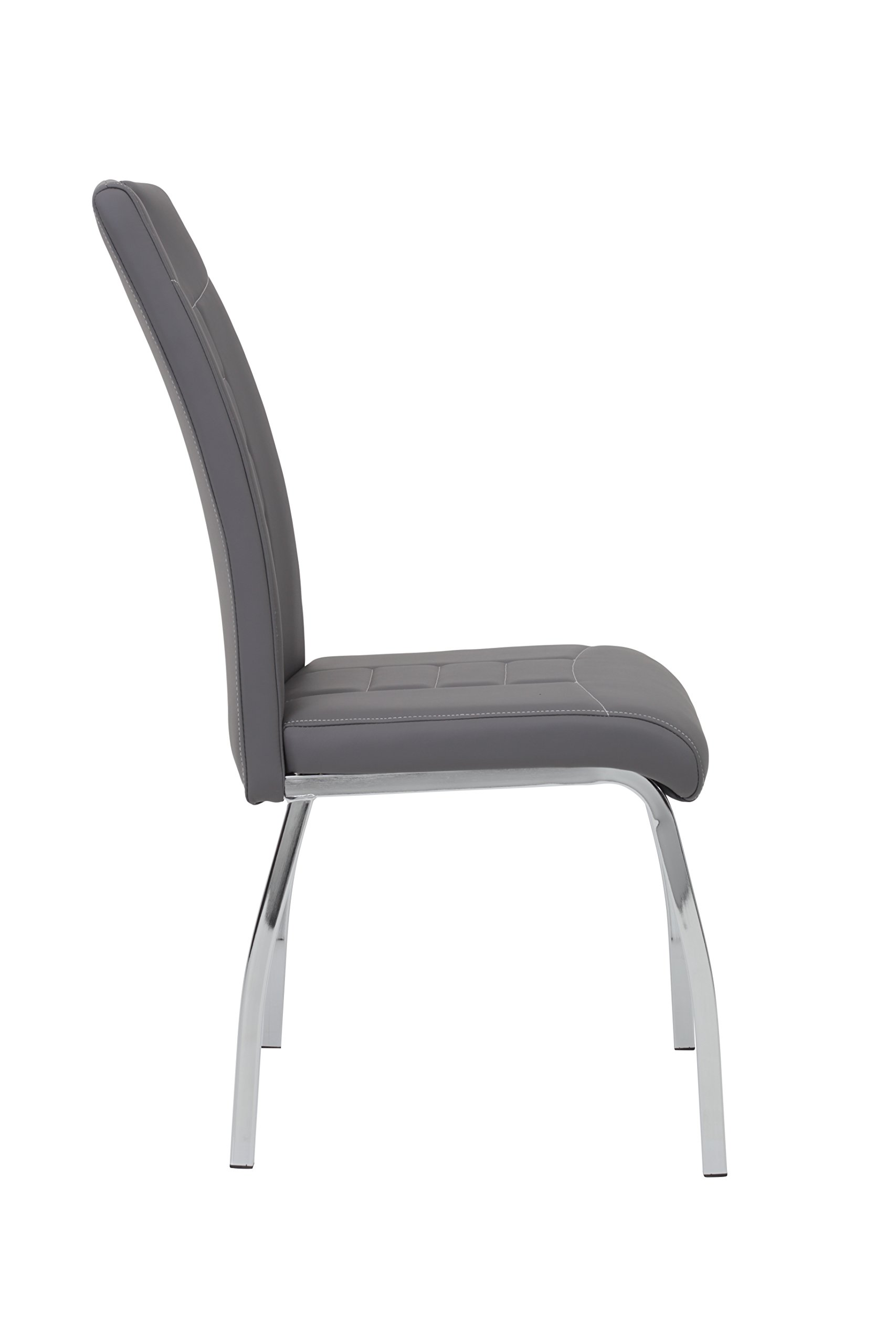 Hela Tische, 4er Set Esszimmerstuhl Andrea, Bezug Kunstleder Grau, Rundrohgestell Chrom, 100x43x64 cm