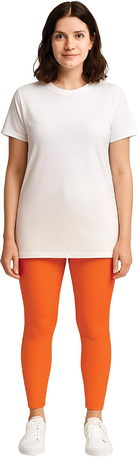 Beistle Orange Footless Tights – Adult Stretchy Polyester Costume Leggings, Solid Color Tights for Halloween Costumes, Stage Performances, Themed Events, Outfit Photo Booth Styling & Event Wear