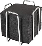 Hostelnovo - Servilletero de Acero Inoxidable con 50 Servilletas Negras de...