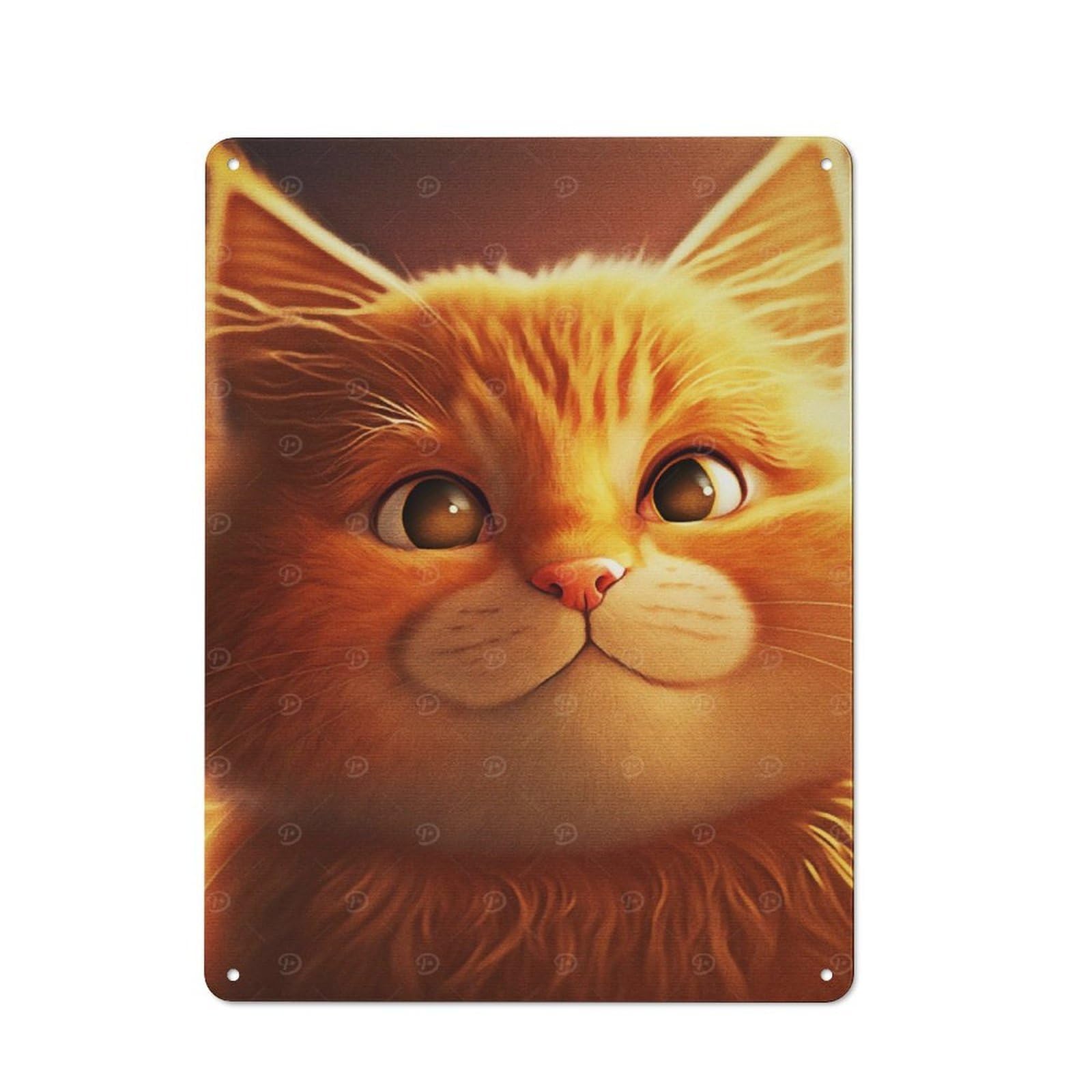 Orange Cat Industrial Metal Sign 40x30cm, Modern Retro Loft Wall Plaque for Modern Home, Workshop, Office Or Cafe