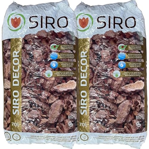 Suinga Pack 2 Sustrato Corteza de Pino Decorativa 15 Kg-70 L, para Plantas y turbas, 25-45mm, marrón