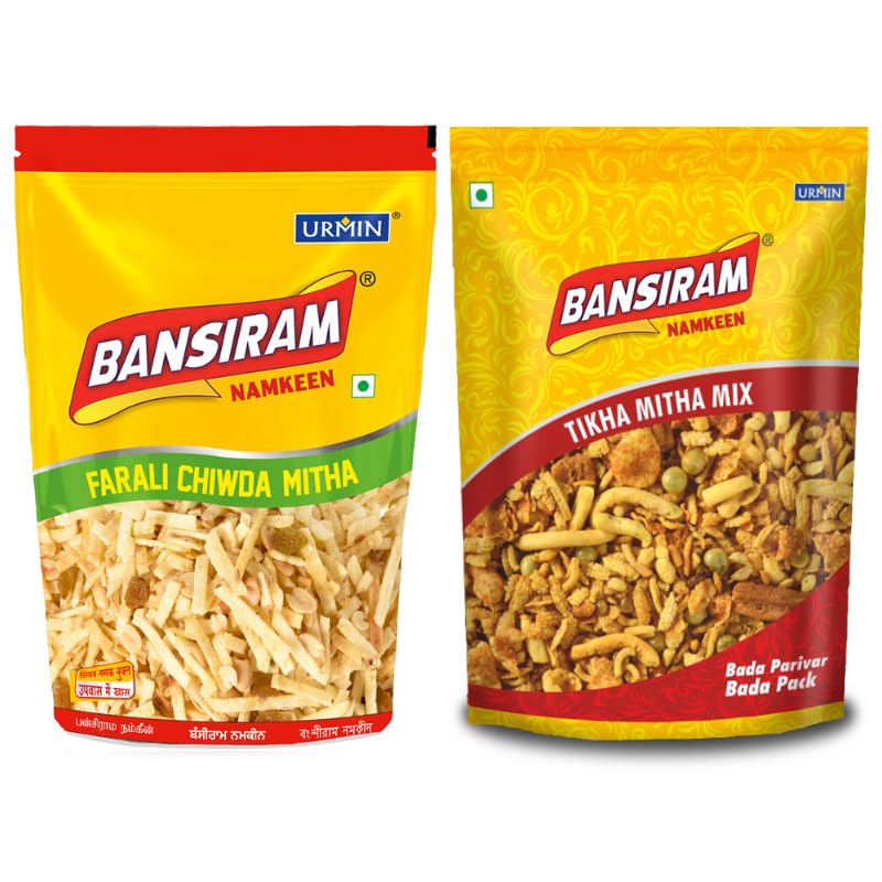 Bansiram Namkeen Farali Chiwda Mitha Upvas Snacks, Fasting Food (350gm) & Tikha Mitha Mix, Spicy and Sweet (400 gm) Combo Pack - 750gm (B07HT2HPWC) Amazon Price History, Amazon Price Tracker