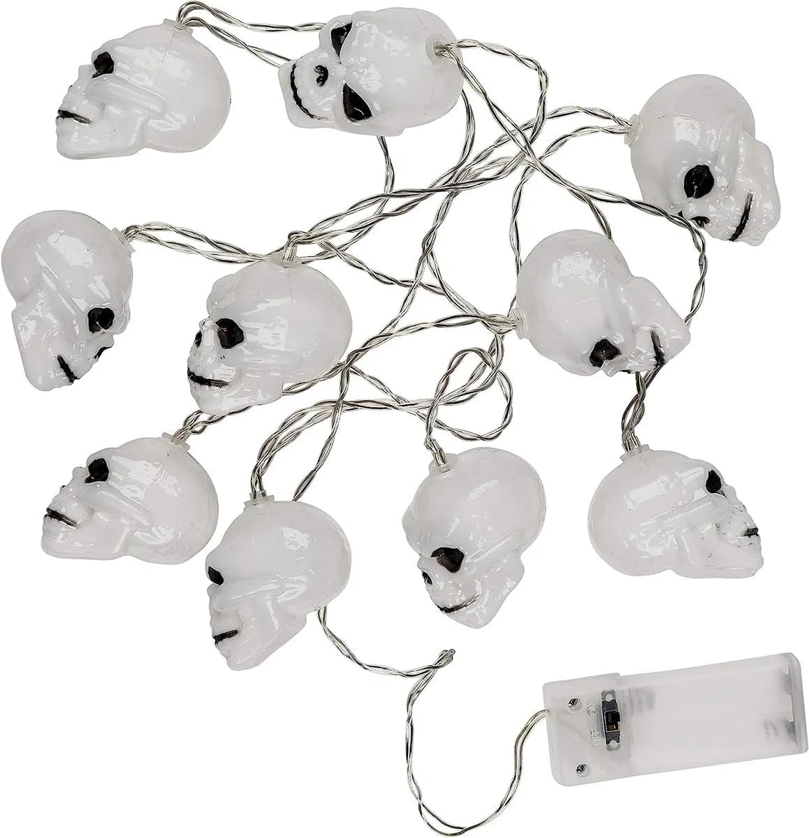 G.FIDEL Halloween Decoration Outdoor Indoor Skeleton Head 10 Skulls String Light Set Blow Mold