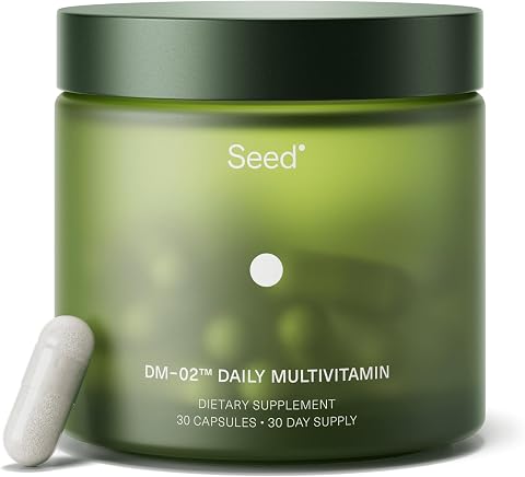 Seed DM-02 Daily Multivitamin - for Adults - 30-Day Supply with Jar | 100% DV Nutrition - 20 Essential Vitamins & Minerals - Immune, Bone, Hair, Skin & Nail Health - Vegan Capsules