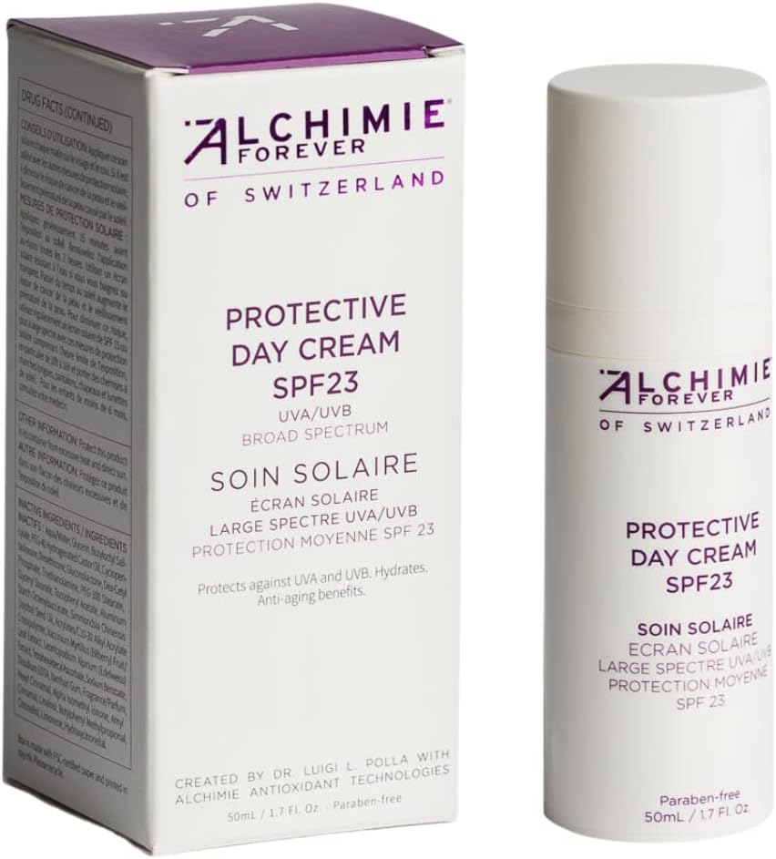 - Alchimie Forever Protective Day Cream SPF 23 | Benzene-Free Protects Against UVA & UVB and Hydrates | 1.7 Fl Oz