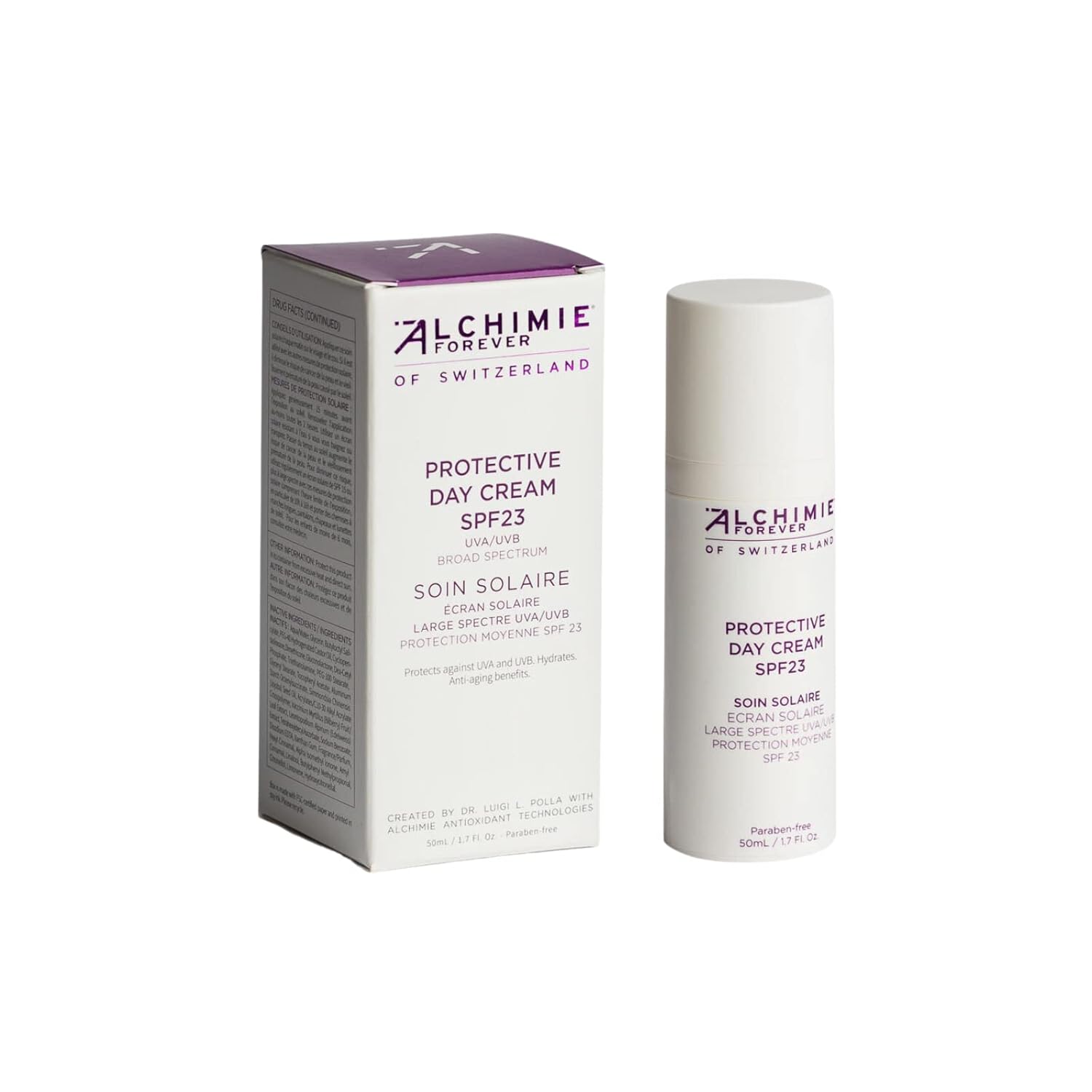Alchimie Forever Creme de dia protetor FPS 23 | Sem benzeno, protege contra UVA e UVB e hidrata | 1,7 Fl Oz