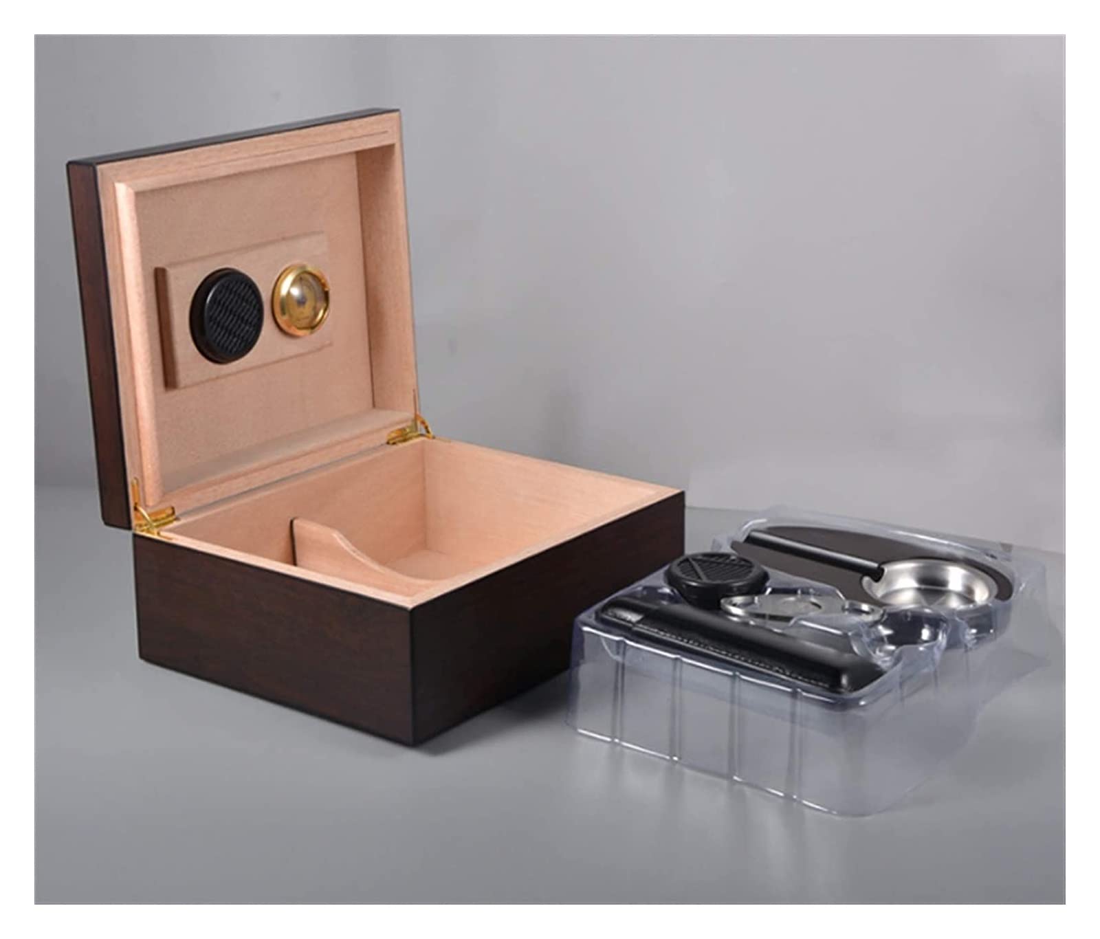 Pudełko na cygara Pudełko na cygara, Pudełko na cygara Humidor, Matowy mahoniowy rdzeń Humidor do cygar 6-częściowy zestaw akcesoriów Pudełko do przechowywania papierosów, Ręcznie robiony Humidor ce
