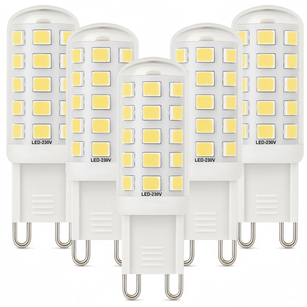 Euxper G9 3W LED Bulbs Natural White Equivalent to 40W Halogen Bulbs 580 Lumens, Non-Dimmable 3W LED G9 Capsule, Gu9 LED Light Bulbs for Home Lighting Decor, 5 Pack