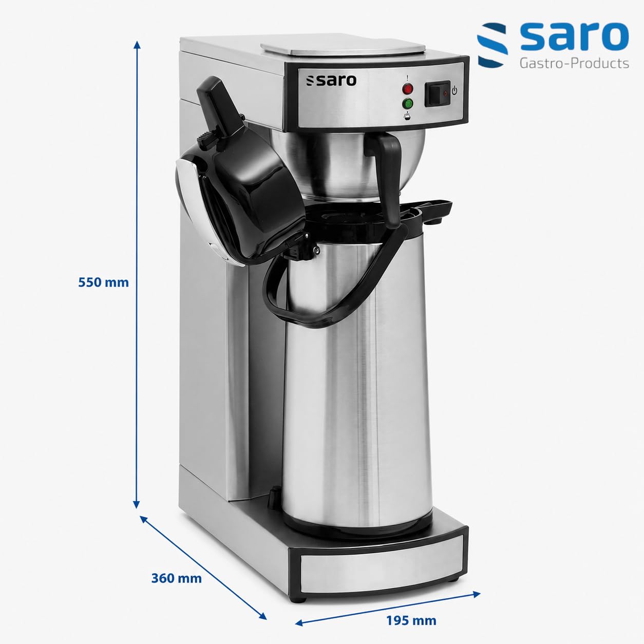 Saro 317-2085 SAROMICA THERMO 24 Ekspres do Kawy, 1900 W, 1,8 L, Srebrny