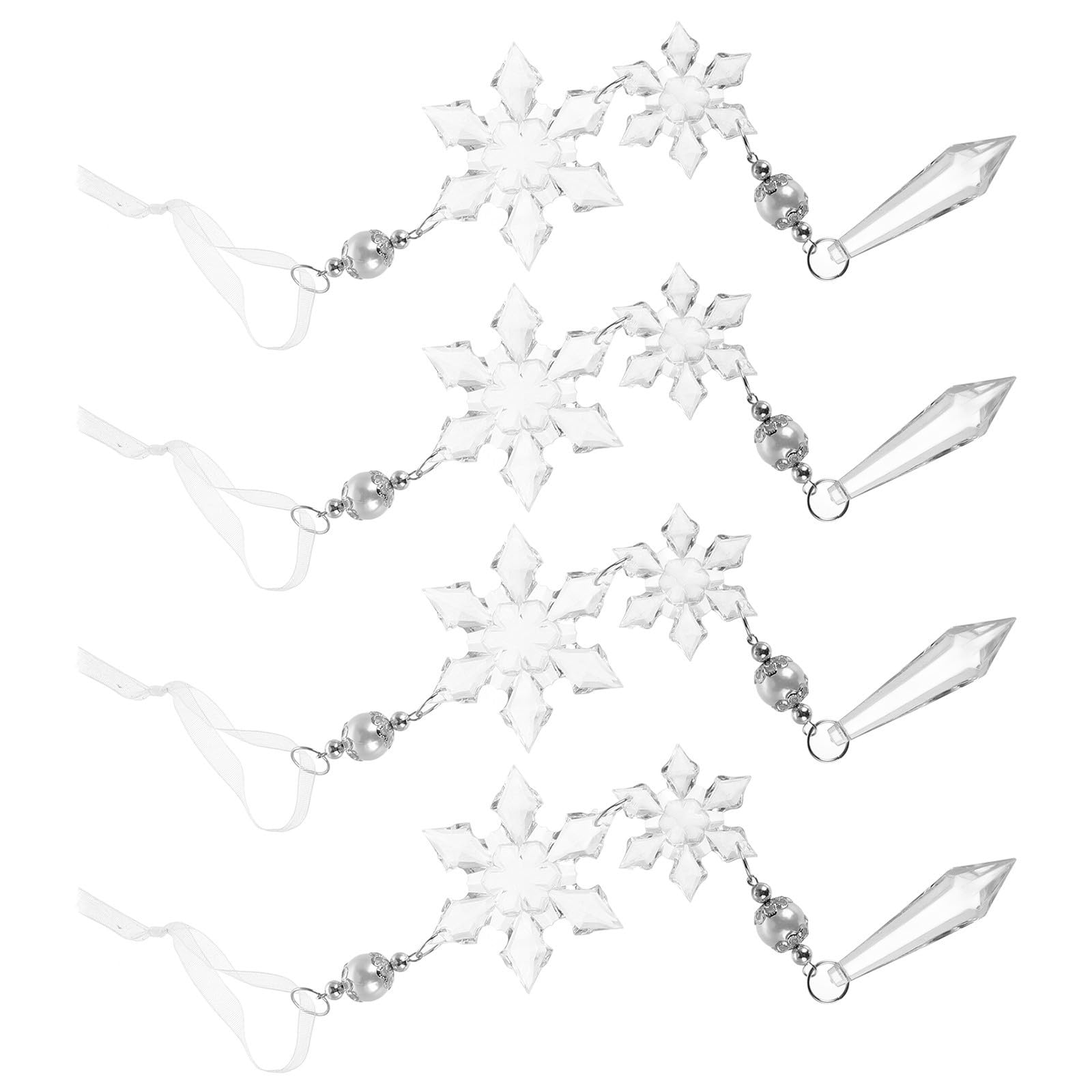 Toyvian 16 Stück Acryl Schneeflocken Ornament zum Aufhängen, Glitzernd | Zuhause und Büro, Leicht Anzubringen, Wiederverwendbar, Festliche Deko mit Funkelndem Effekt
