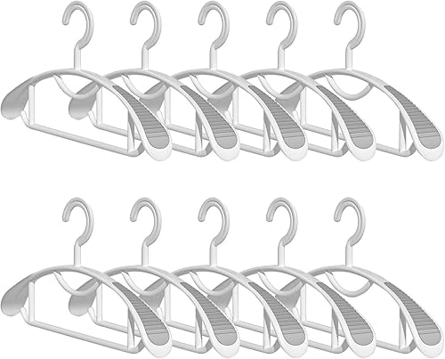 Miniatura 7 de Paquete de 10 ganchos anchos para colgar el hombro, antideslizante para ropa, organizador de armario con barra de pantalones, percha resistente,