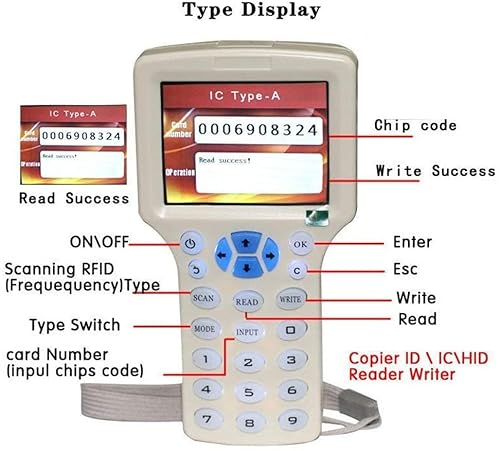 PATAWFT Leitor de copiadora NFC RFID e gravador duplicador Cloner inglês 10 frequências programador
