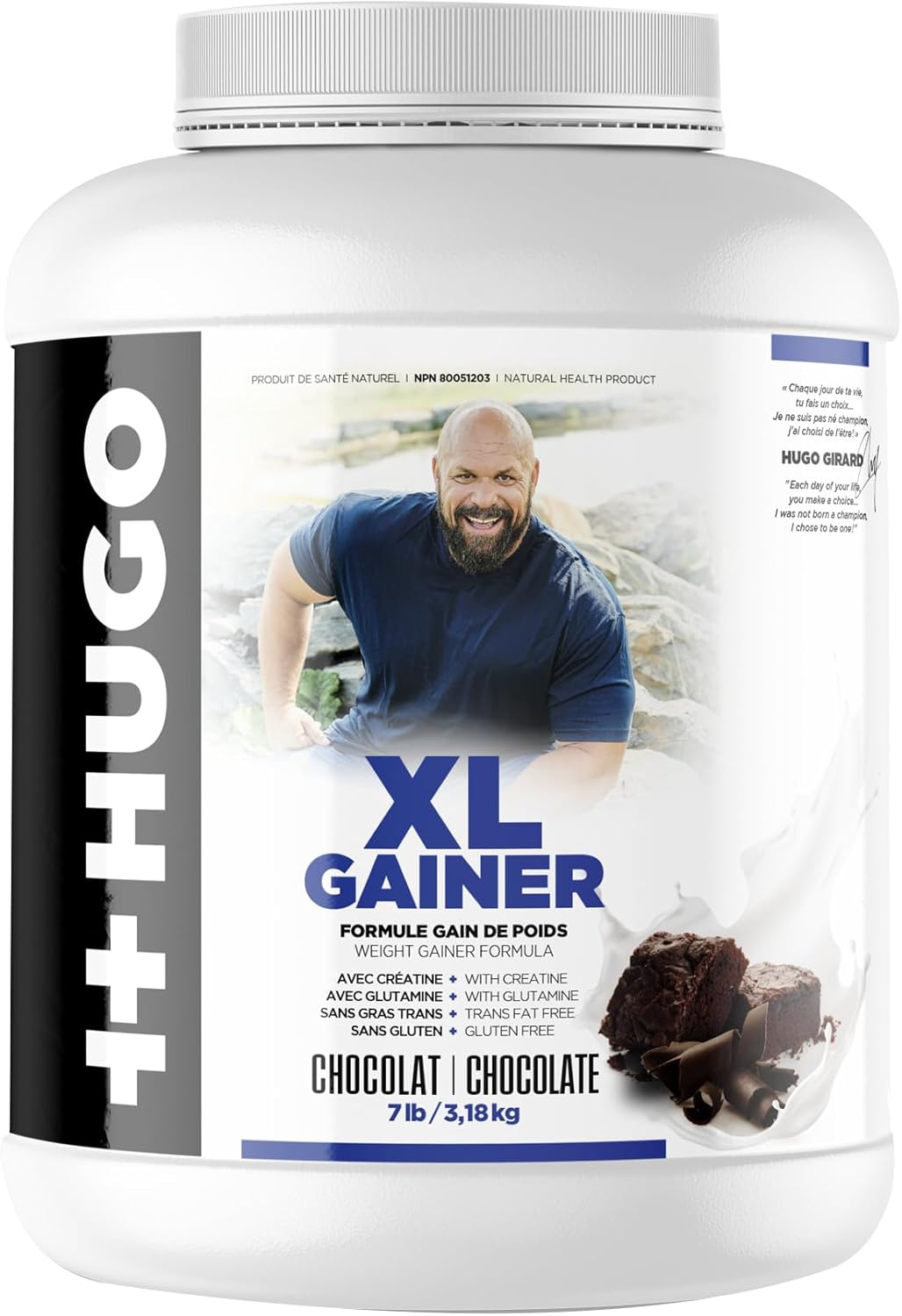 ++Hugo XL Gainer Nutrition Girard Powder | Weight Gainer Formula | with Creatine | with Glutamine | Trans Fat Free | Gluten Free | 7LB/3.18KG | Vanilla/Chocolate Flavor (Chocolate)