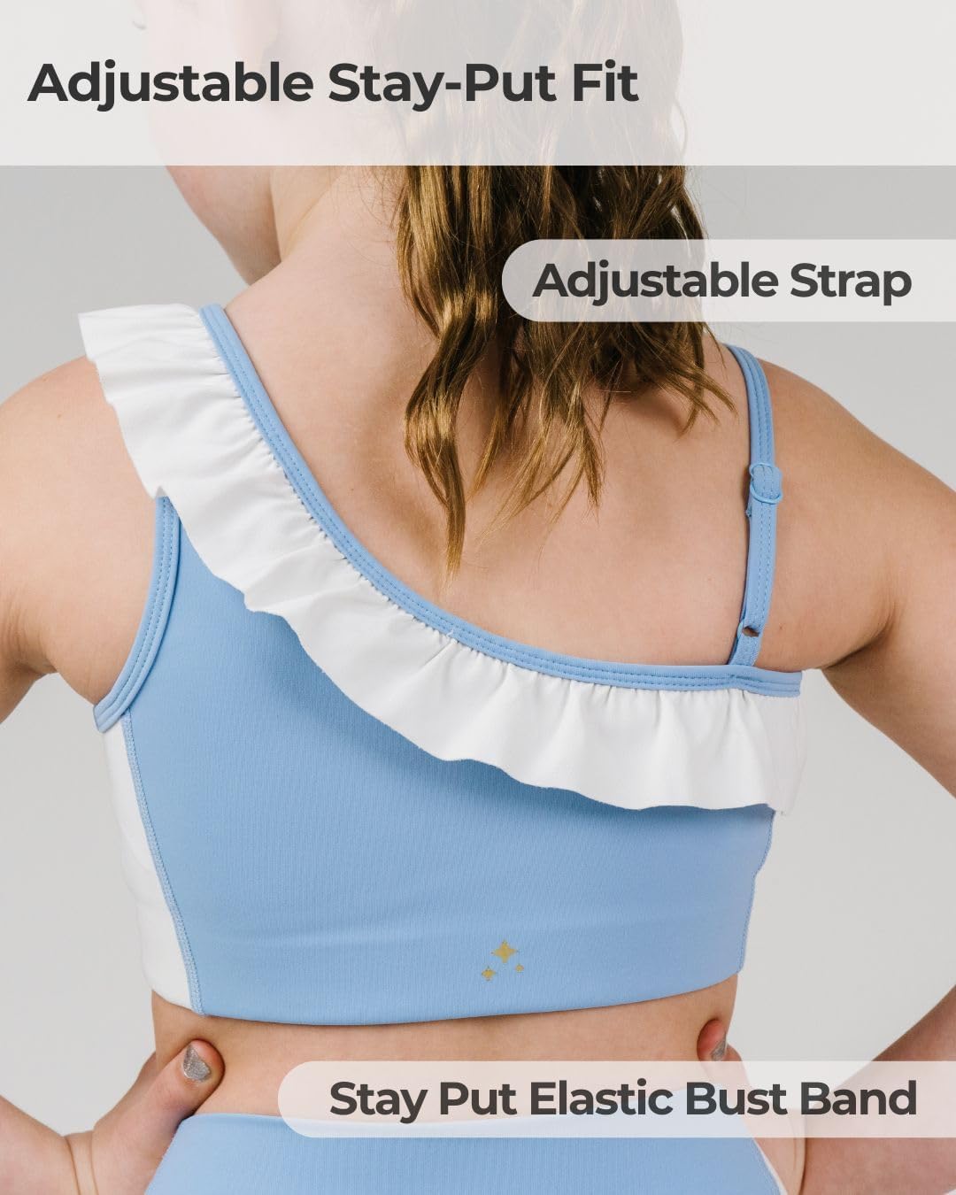 Girls Dance Crop Top – Stand Out Ruffle Active Top with Adjustable Strap for Dance Practice & Convention