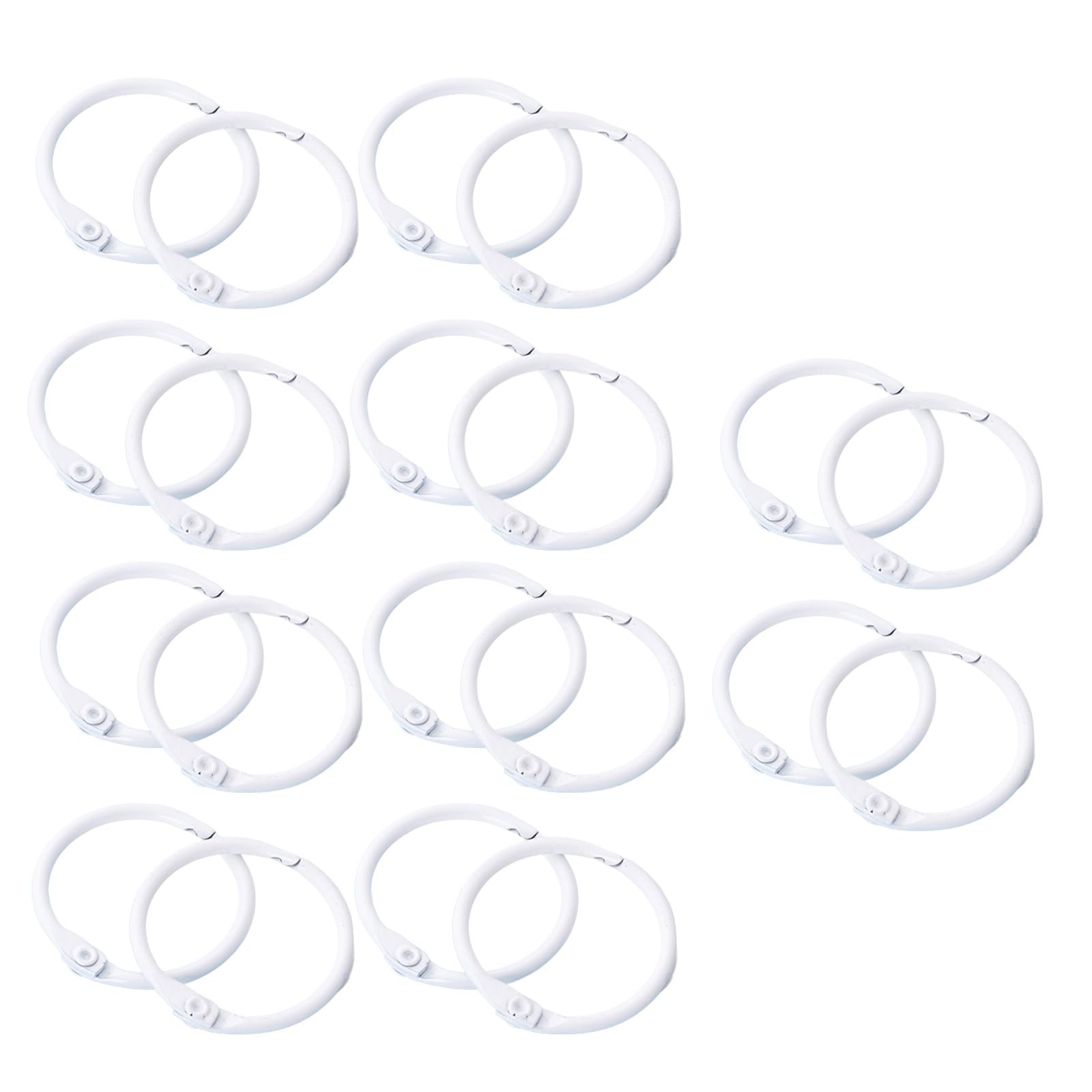 pierścienie do segregatorów, 20 sztuk średnica 3cm pierścienie do książek metalowy DIY pierścień segregatorów dla domu szkolne biuro broszury karty plik(White)