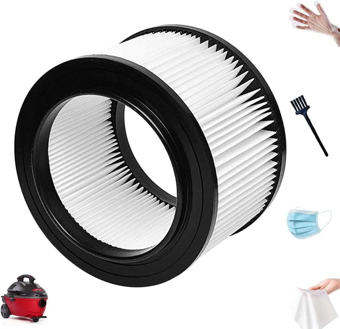 NKA 17810 Replacement Filter for craftsman shop vac filter 9-17810 Wet Dry General Purpose Vacuum Cleaner, 3, 4 Gallon for craftsman shop vac made after 1988, numbers prefixed by "113" or "125",1 Pack