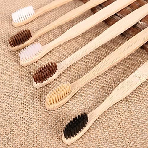 DAMEING 10 Pack Bamboo Toothbrushes Charcoal Bristles Biodegradable Eco-Friendly Natural Bamboo Charcoal Toothbrush travel kit