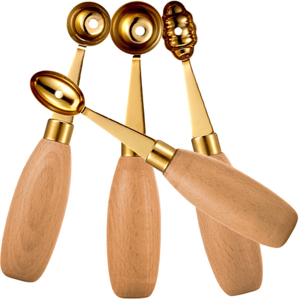 TOYANDONA 4 Cucharas para Bolas de Melón de Acero Inoxidable, Juego 4 Piezas Tamaños Redondo Grande, Pequeño, Ovalado y Punta, para Cocina y Postres, Utensilios para Helado y Frutas