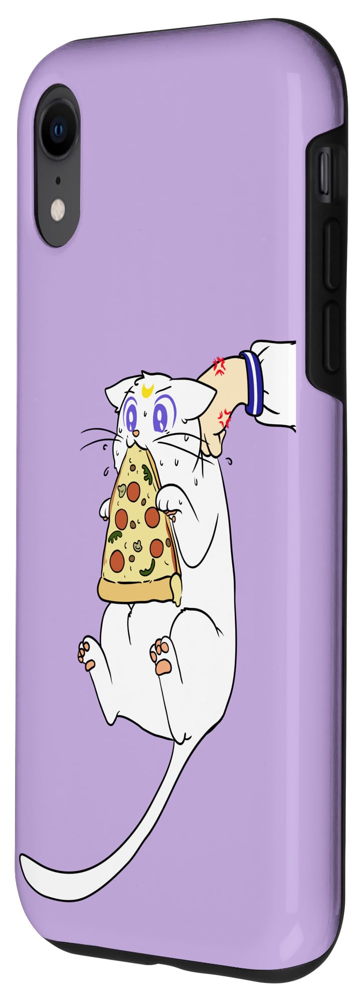 iPhone XR Kawaii Cat Luna Loves Pizza, Delicious Pepperoni Pizza Slice Case - Image 2