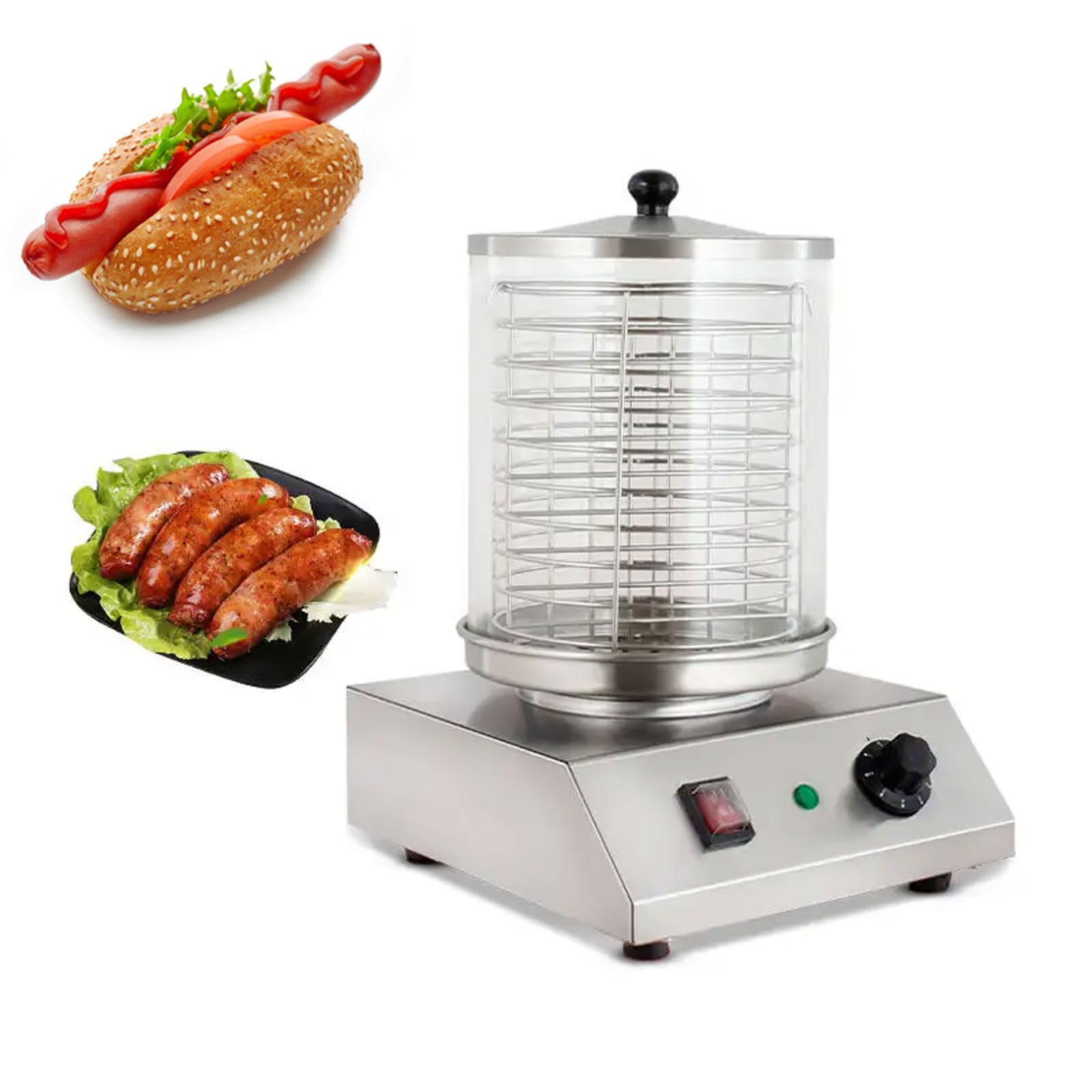 Profesjonalna patelnia do kiełbasy 350 W, grill elektryczny ze stali nierdzewnej, 7 poziomów temperatury, do restauracji, barów przekąskowych, supermarketów, kolacji i samochodów kempingowych
