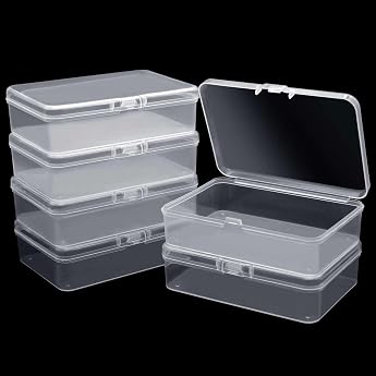 Pack of 6 Plastic Storage Boxes with Lid Small Storage Boxes Transparent Small Box with Snap Lock for Screws Beads Jewellery Craft Items 9.5   6.5   2.6 cm